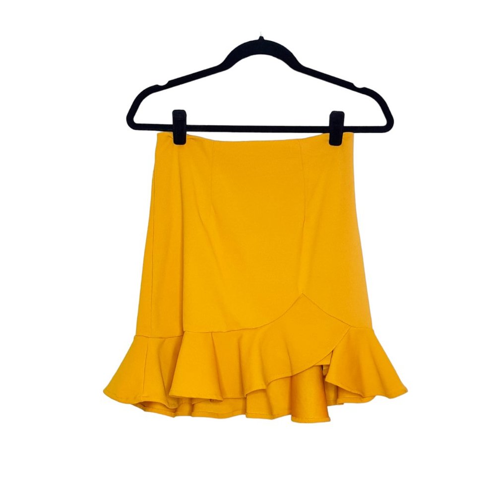 Saint & Secrets Size 10 Mustard Yellow Frill Button Pencil Skirt - Picture 1 of 3